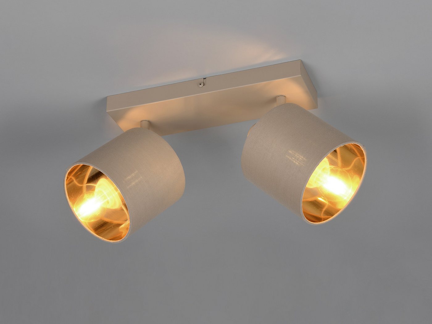 Reality Leuchten LED Deckenstrahler mit Stoffschirm & E14 LEDs, Breite 28cm, dimmbar, LED wechselbar, Warmweiß, Deckenleuchte 2-flammig, Strahler schwenkbar Bild 3