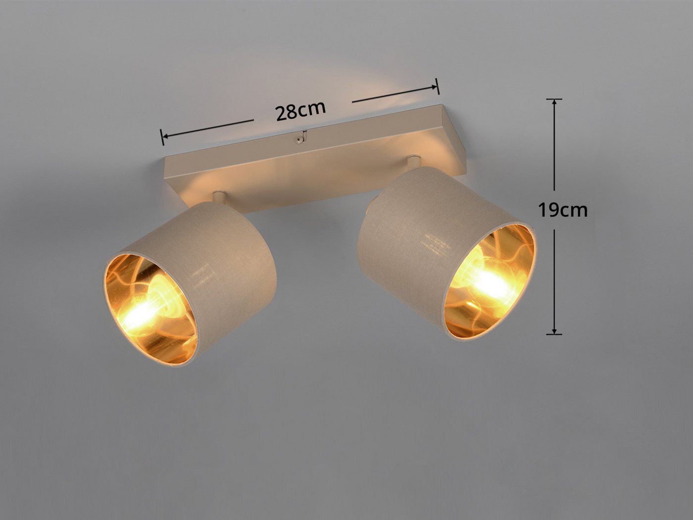 Reality Leuchten LED Deckenstrahler mit Stoffschirm & E14 LEDs, Breite 28cm, dimmbar, LED wechselbar, Warmweiß, Deckenleuchte 2-flammig, Strahler schwenkbar Bild 4