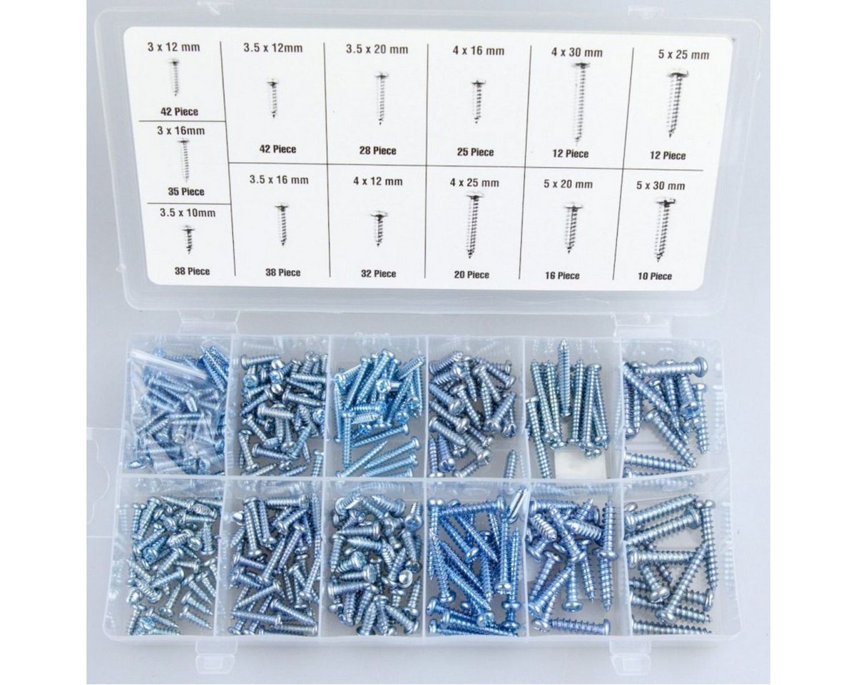 Benson Tools Schrauben-Set Kreuzschlitz Blechschrauben Sortiment 350tlg. verschiedene Größen, (350 St), mit Linsenkopf Bild 3