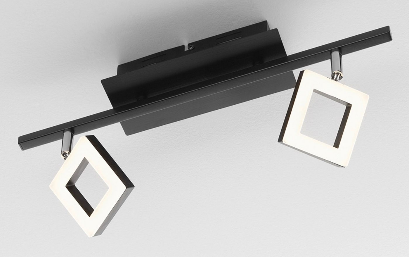 casa NOVA LED Deckenstrahler REAL, 2-flammig, Schwarz, Weiß, Aluminium, Acryl, Dimmfunktion, LED fest integriert, Extra-Warmweiß, B 44 x H 8 x T 18 cm, mit verstellbaren Lampenschirmen