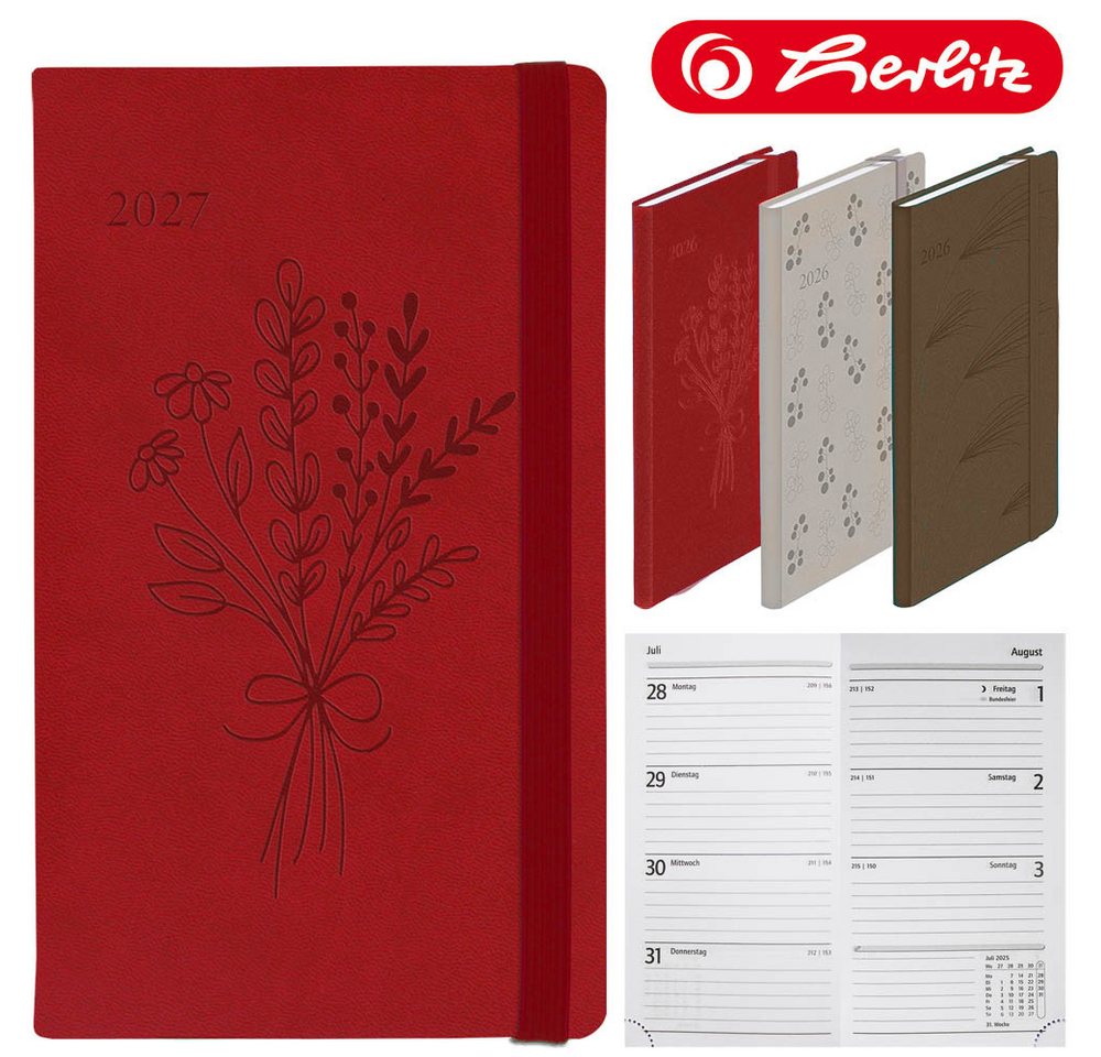Herlitz Buchkalender Slimtimer Lady 2027 rot