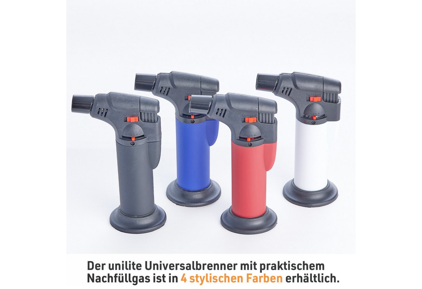 TOM Flambierbrenner Gasbrenner Tokyo mit Piezozündung und 100 ml Nachfüllgas, (2-tlg), Piezo-Zündung, 1300°C, Butan/Propan Gas Bild 5
