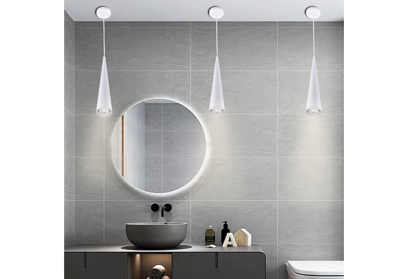 POPOLIC Pendelleuchte Modern Kronleuchter LED Pendelleuchte,Esszimmer Küche Hängelampe, 7W, Warmweiß-3000K Bild 3