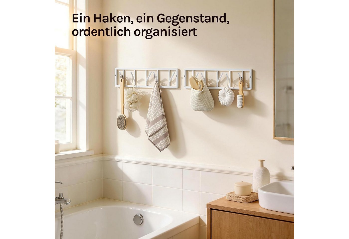 Woltu Wandgarderobe (2 St), mit 5 drehbaren Garderobenhaken, aus Metall Bild 5