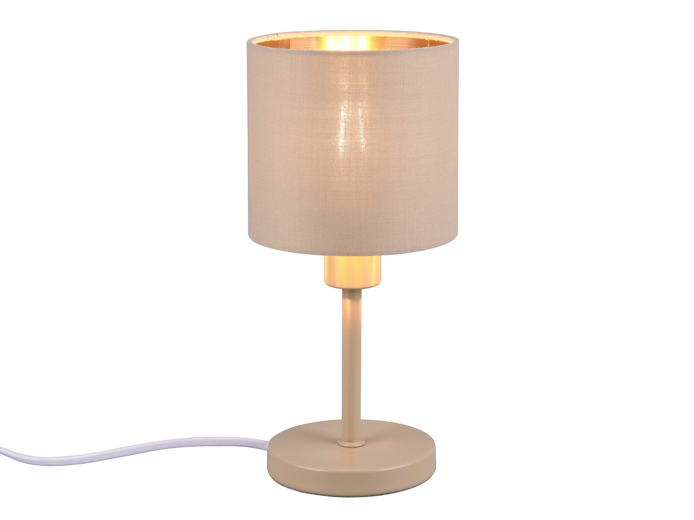 Reality Leuchten LED Tischleuchte Metall mit Stoffschirm, Höhe 25,5cm, dimmbar, LED wechselbar, Warmweiß, schmale Nacht-Tischlampe, Wohnzimmer Fensterbank inkl. E14 LED Bild 5