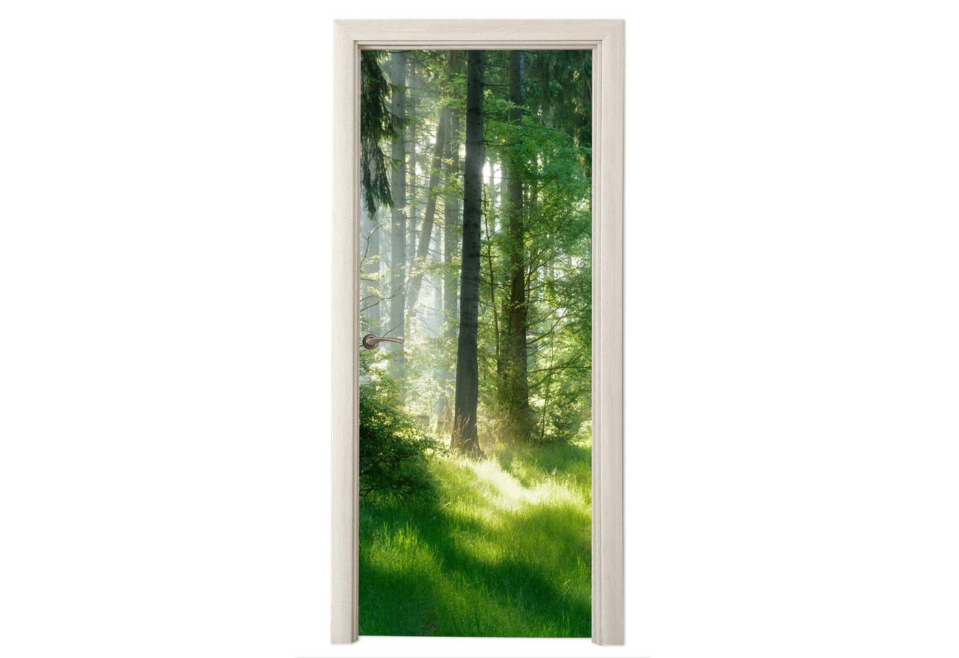 MuchoWow Türtapete Natur - Bäume - Wald - Grün - Sonne - Gras - Pflanzen, Matt, bedruckt, (1 St), Selbstklebende Tapete, Folie für Möbel, 70x215 cm Bild 4