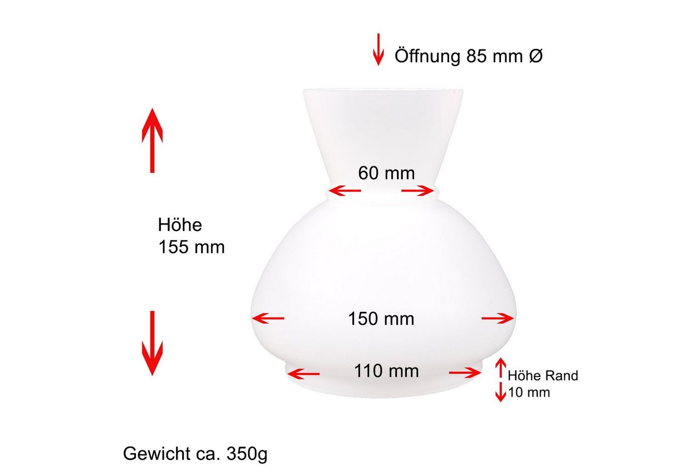 Home4Living Lampenschirm Lampenglas Ersatzglas opal,weiß matt Ø 110mm Petroleumglas, Dekorativ Bild 3