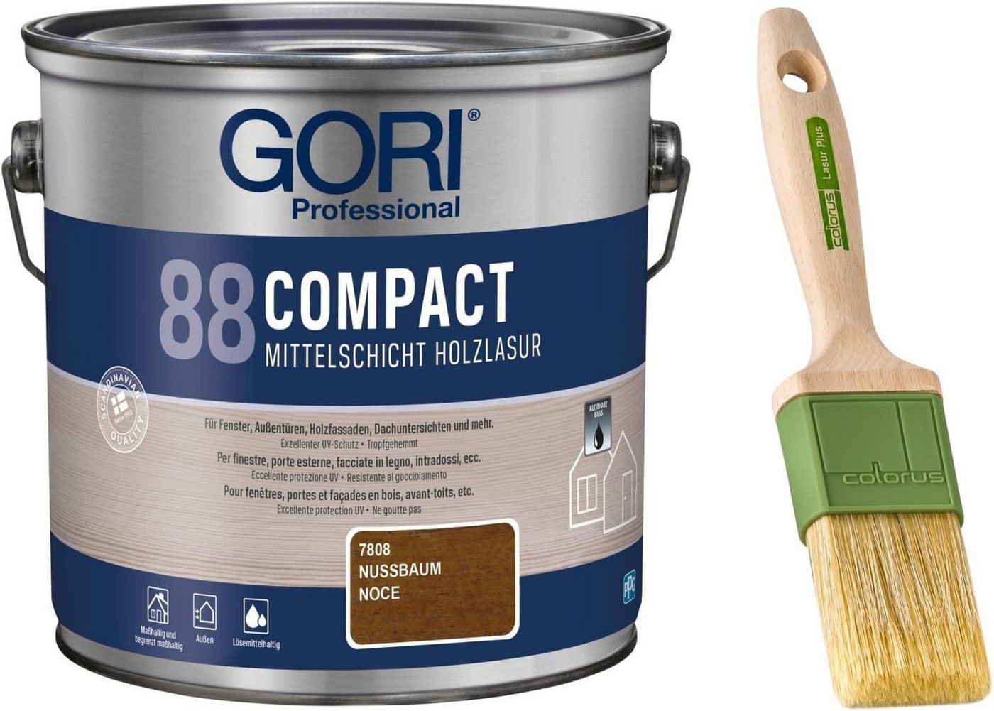 GORI Lasur GORI 88 Compact-Lasur (2,50 Liter), Mittelschicht Gel + Pinsel Bild 2