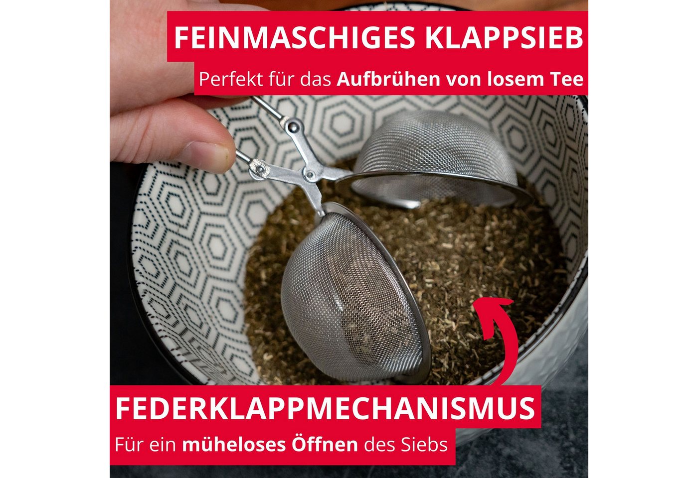 WESTMARK Teesieb Teatime, ø 7,5 cm, Länge 18,2 cm, Rostfreier Edelstahl, Klappsieb, Edelstahl Bild 4