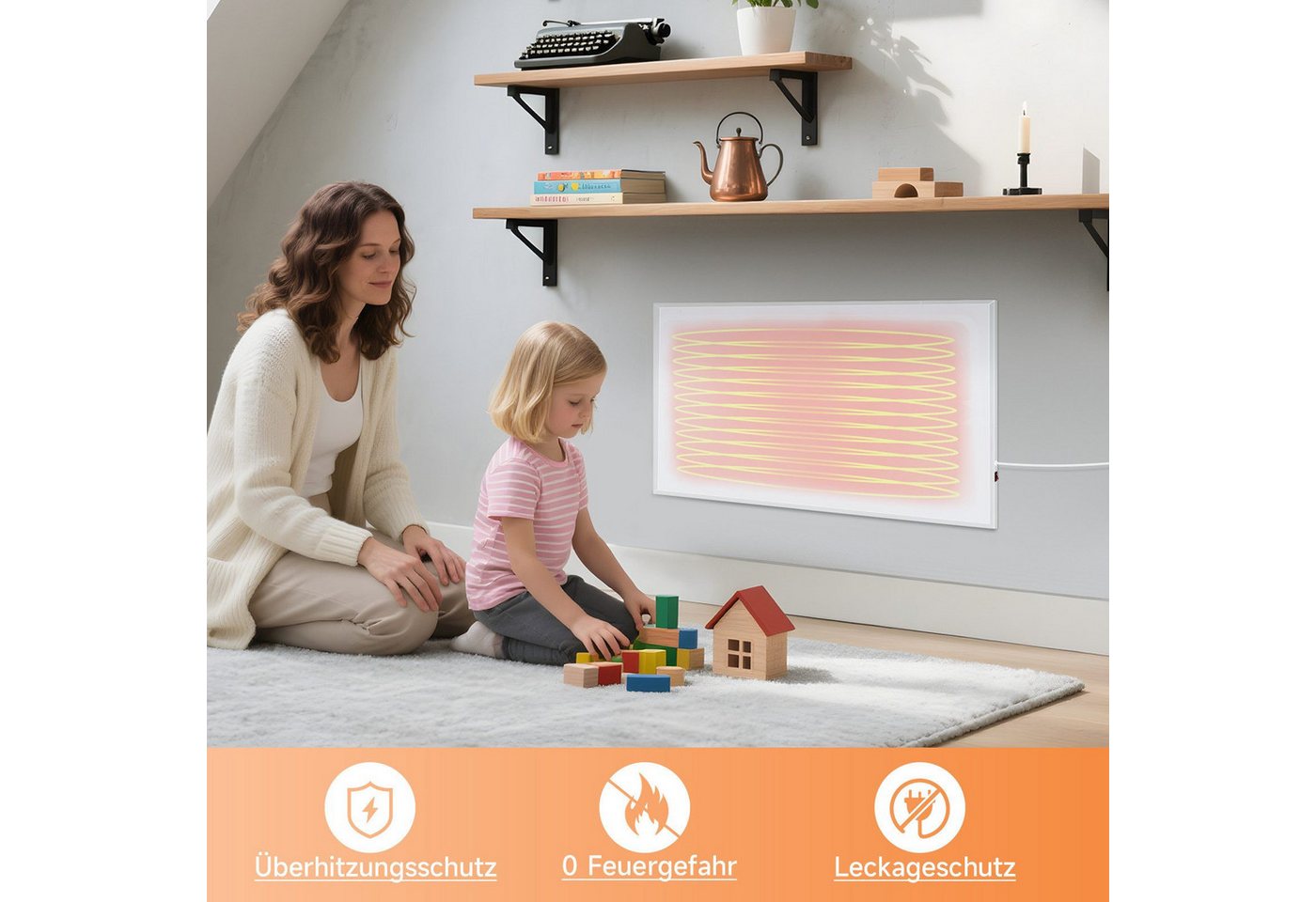 Nettlife Infrarotheizung Energiesparend Infrarot Wandheizung 170/290W mit Überhitzungsschutz Bild 4