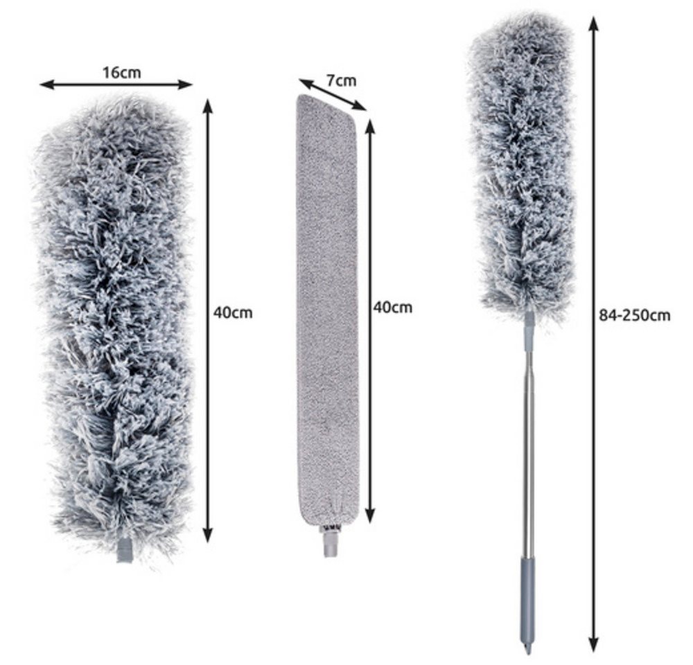 Ruhhy Staubwedel Teleskop-Staubpinsel Teleskopbürste (Spar-Set, 1-St., 4-in-1), Beide Aufsätze besitzen einen biegbaren Kern Bild 4