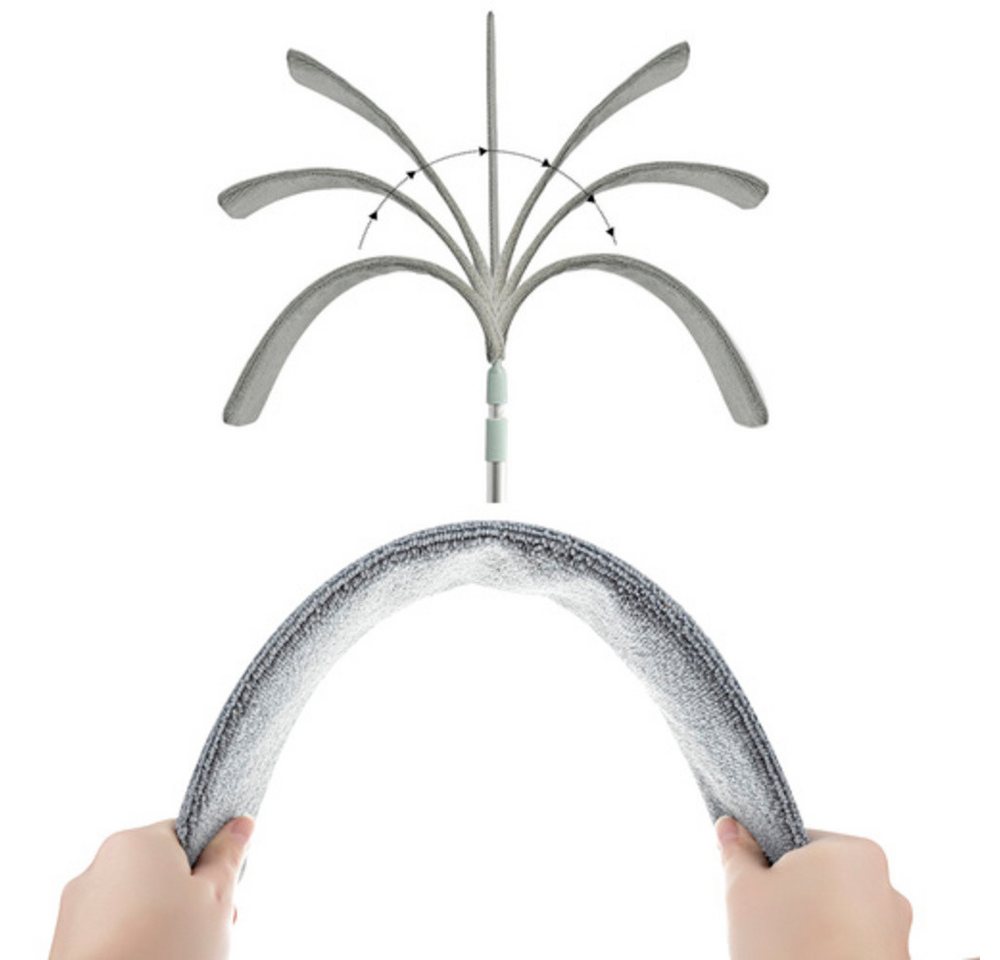 Ruhhy Staubwedel Teleskop-Staubpinsel Teleskopbürste (Spar-Set, 1-St., 4-in-1), Beide Aufsätze besitzen einen biegbaren Kern Bild 5
