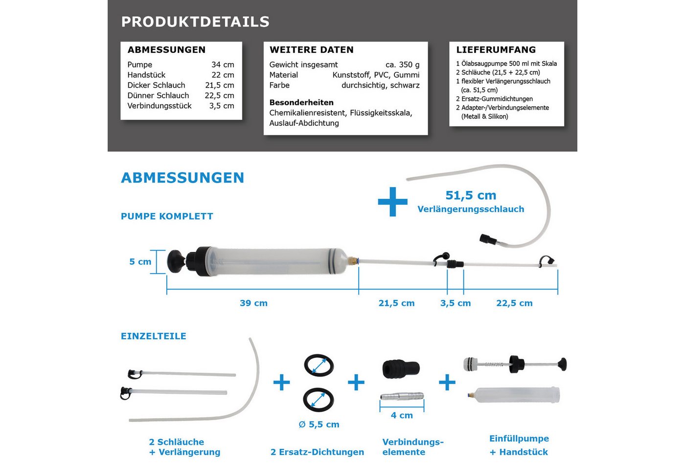 Bituxx Ölabsaugpumpe Set 200ml/500ml (Set, MS-19893)