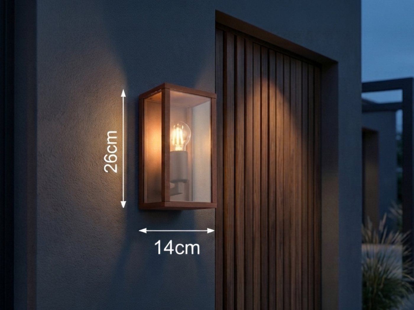 TRIO Leuchten LED Außen-Wandleuchte Aluminium Rostoptik mit Glas, Höhe 26cm, LED wechselbar, warmweiß, Wand Außenleuchte, Fassadenbeleuchtung Hauswand Haustür inkl. E27 LED Bild 3