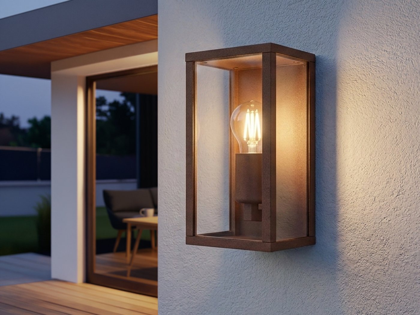 TRIO Leuchten LED Außen-Wandleuchte Aluminium Rostoptik mit Glas, Höhe 26cm, LED wechselbar, warmweiß, Wand Außenleuchte, Fassadenbeleuchtung Hauswand Haustür inkl. E27 LED Bild 5