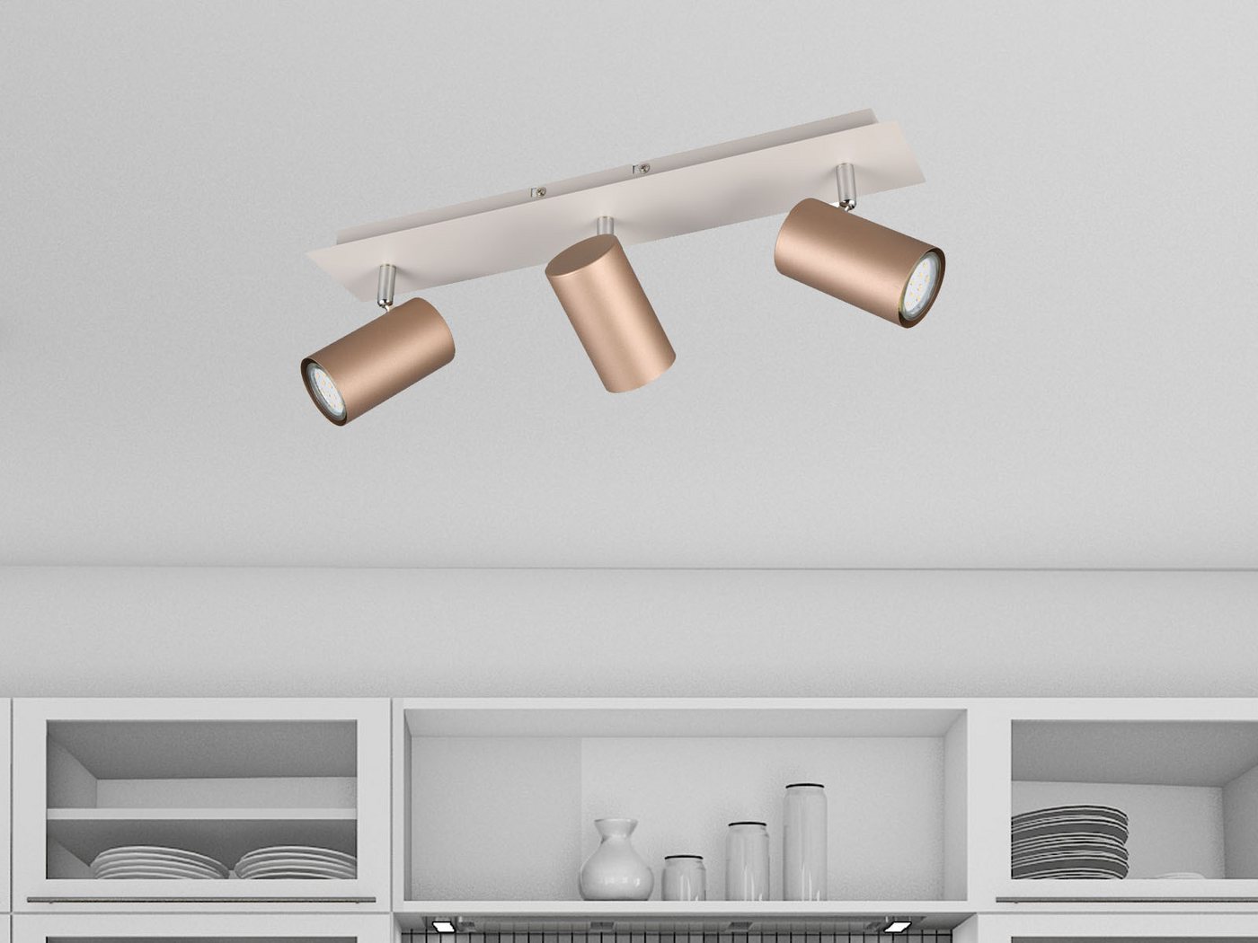 TRIO Leuchten LED Deckenstrahler Spots schwenkbar inkl. GU10 LED, dimmbar, LED wechselbar, Warmweiß, Breite 48cm, innen Deckenleuchte mit 3x Strahler, Wohnzimmer & Flur Bild 5
