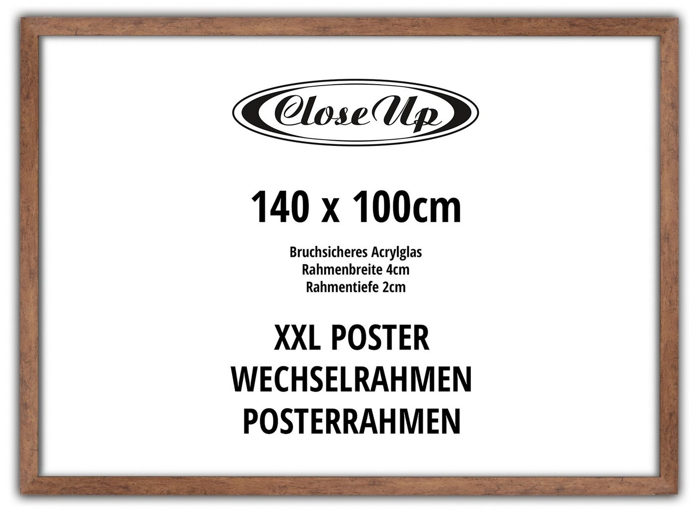 Close Up Bilderrahmen XXL Posterrahmen 100 x 140 cm Holzdekor Eiche Dunkel Bild 2