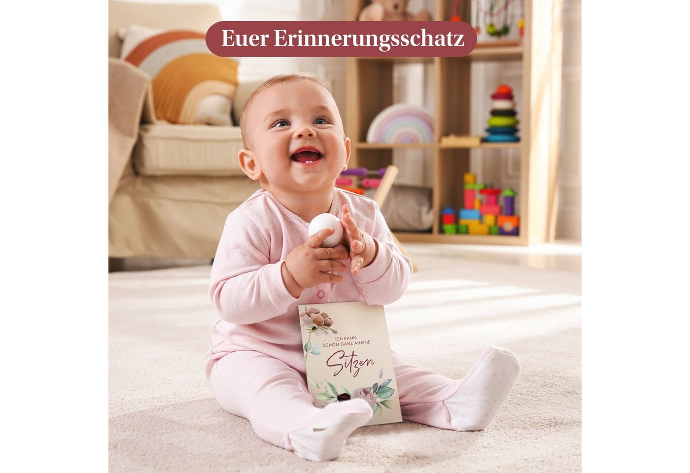 Eulentaler Geschenkkarte 48 Meilensteinkarten Baby Mein 1. Jahr, von Pädagogen gestaltet, handgemalt, Boho, in Erinnerungsbox Bild 2