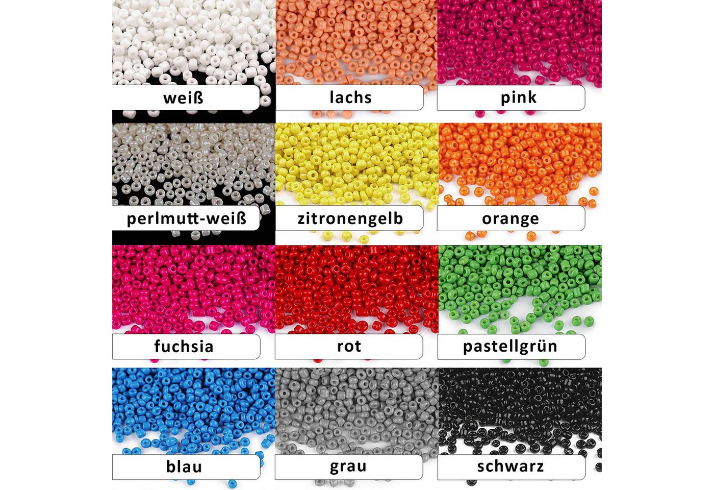 maDDma Bastelperlen 50g Rocailles Glasperlen 2mm Rocaillesperlen Perlen Schmuck, (50g-Abpackung 1-tlg), rot