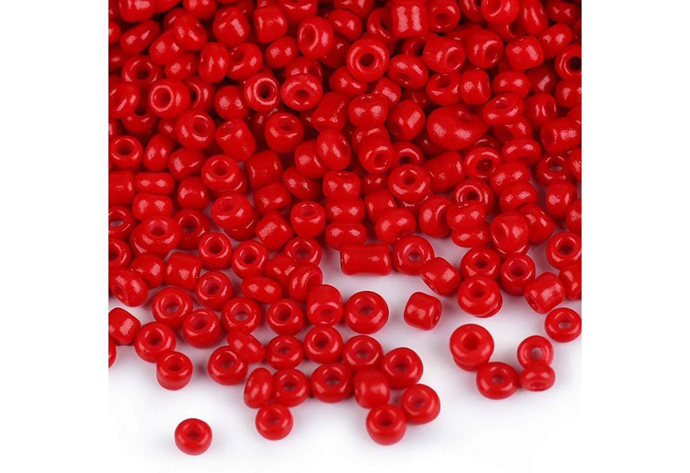 maDDma Bastelperlen 50g Rocailles Glasperlen 2mm Rocaillesperlen Perlen Schmuck, (50g-Abpackung 1-tlg), rot Bild 2