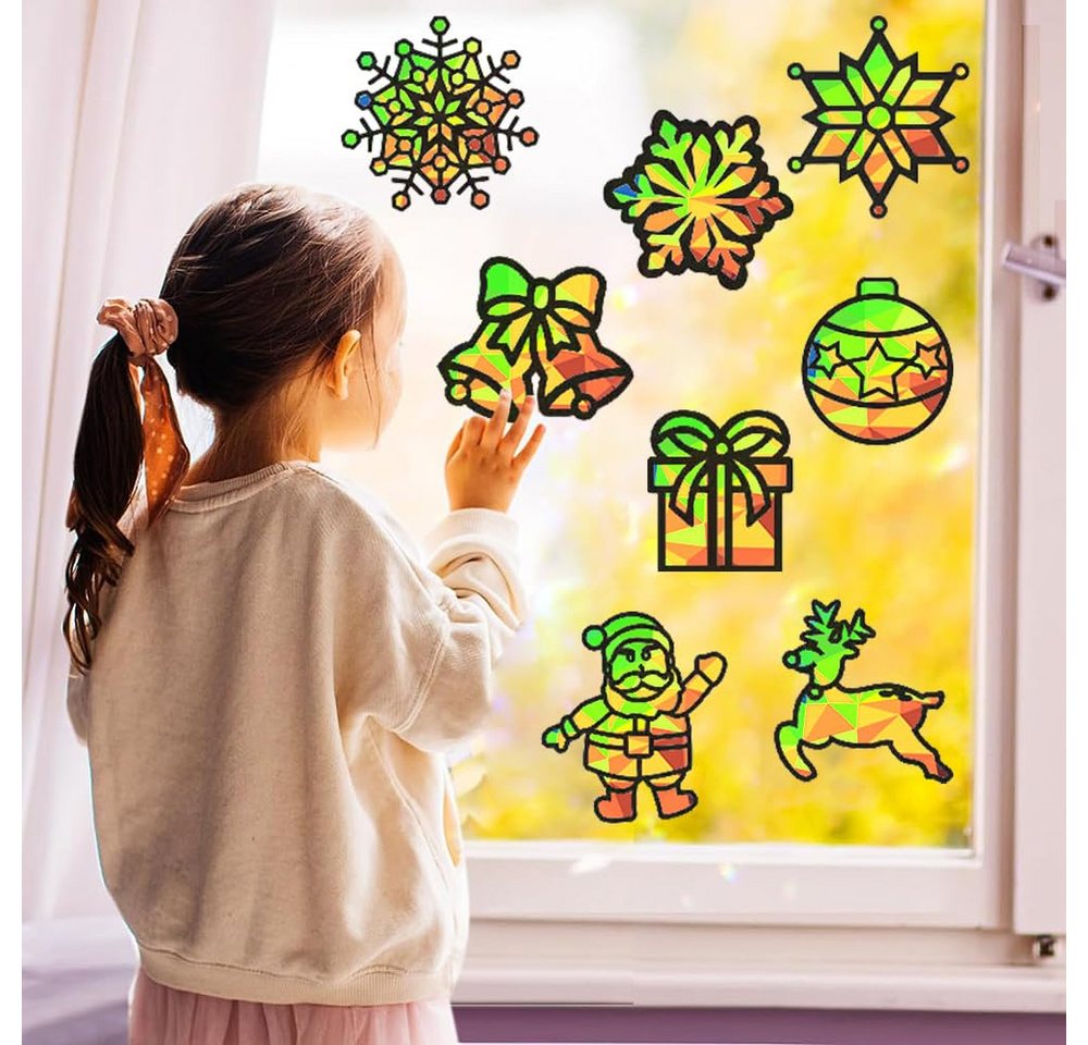 CLTYQ Kreativset Basteln Weihnachten Kinder, 12 Stück Fensterbilder Set, DIY Bastelset, Bastelvorlagen für Kinder Geschenk Bild 3