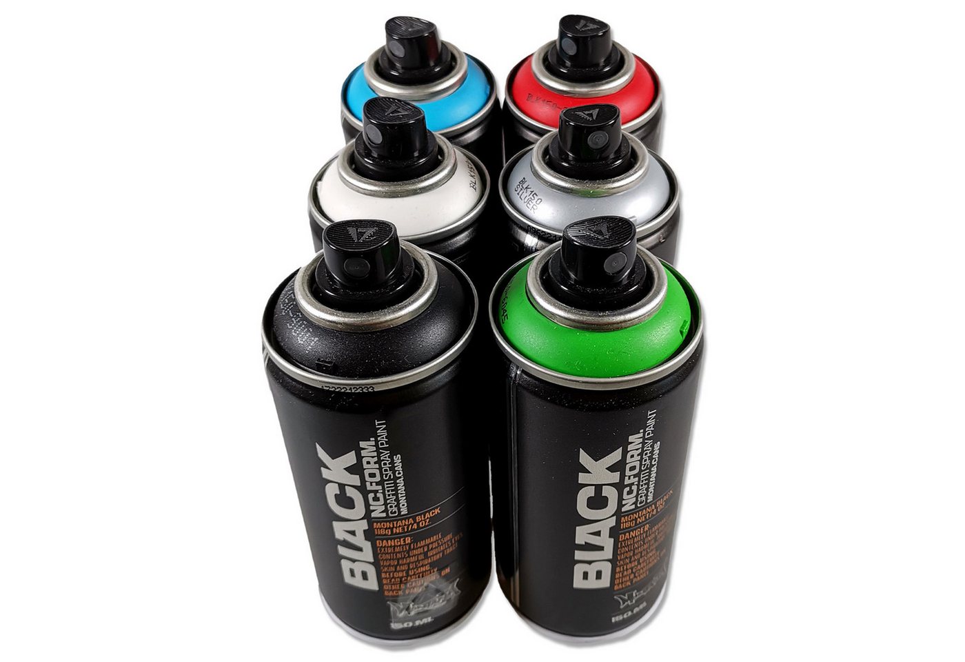 Montana Cans Sprühlack Spraydosen Set 6 Farben 6x150ml, Montana BLACK