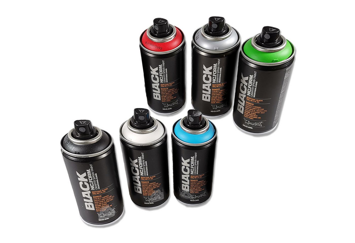 Montana Cans Sprühlack Spraydosen Set 6 Farben 6x150ml, Montana BLACK Bild 2