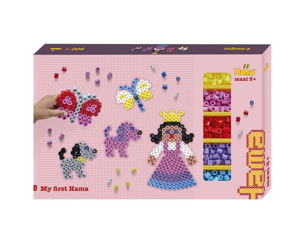 Hama Perlen Bügelperlen Hama Bügelperlen maxi Set mit Stiftplatten 900 Stück Geschenkpackung