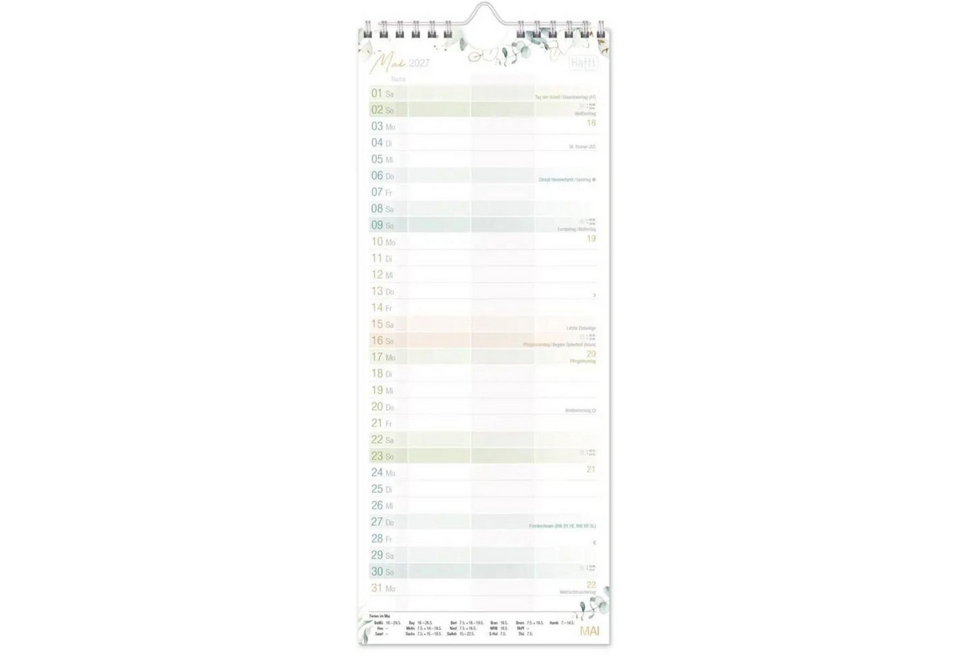 Häfft Wandkalender Planer für Zwei kompakt 2027