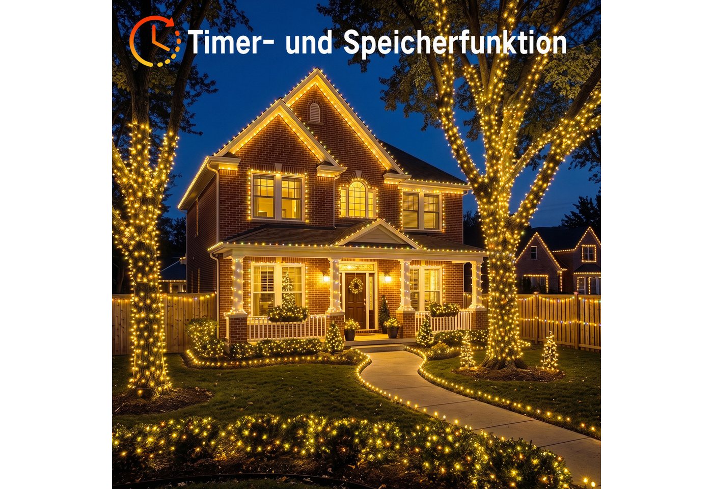 skelo LED-Lichterkette Lichterkette Außen Weihnachtsbaum Lichterkette Outdoor mit Timer, 300-flammig, Lichterkette innen mit Fernbedienung, 8 Modi mit Stecker Garten Balkon