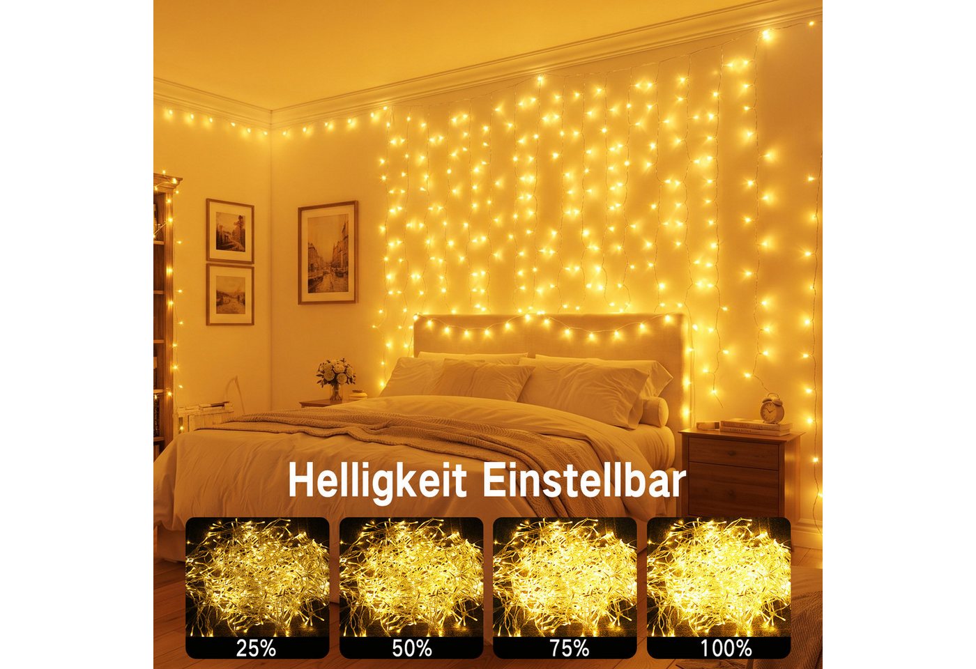 skelo LED-Lichterkette Lichterkette Außen Weihnachtsbaum Lichterkette Outdoor mit Timer, 300-flammig, Lichterkette innen mit Fernbedienung, 8 Modi mit Stecker Garten Balkon Bild 5