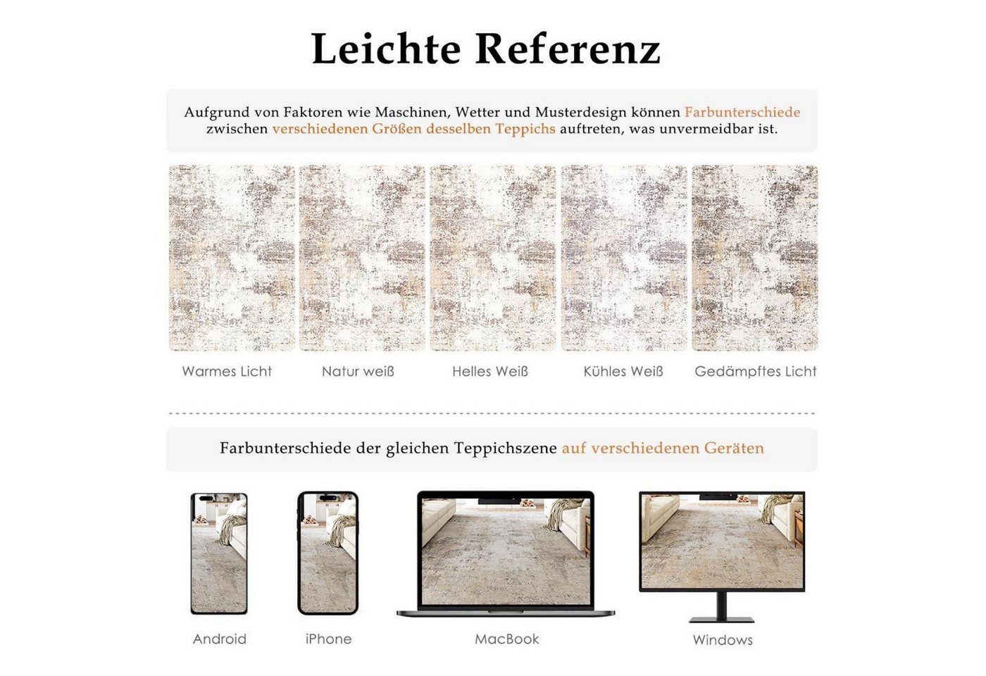 LuxusKollektion Läufer Läufer Flur Teppich Beige/Grau 80x300cm waschbar, rechteckig, Höhe: 5 mm Bild 2