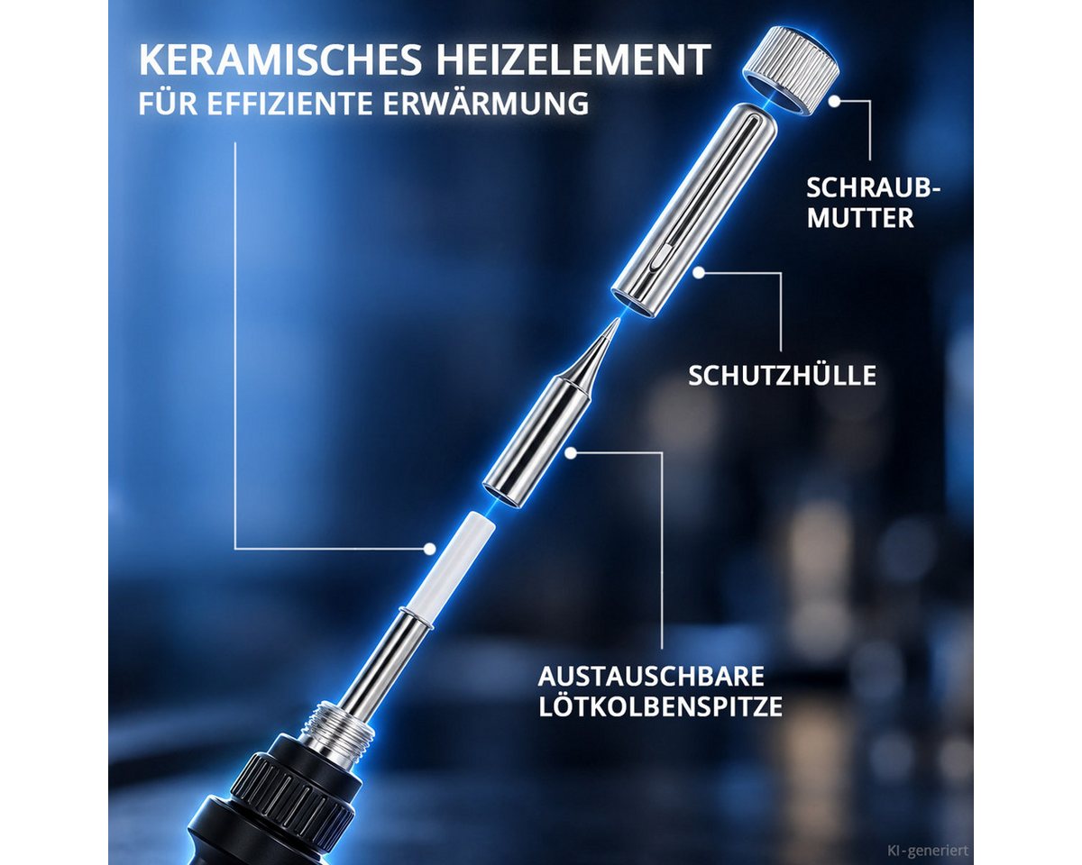 STAHLWERK Lötlampe Digitales Lötkolben Set 80 W mit LCD Display 180-500 °C Lötstation