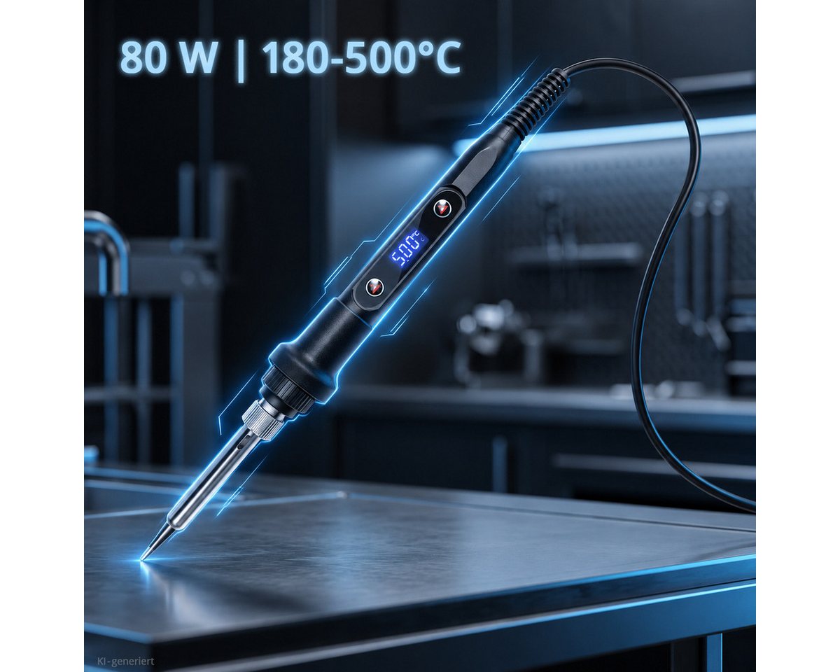 STAHLWERK Lötlampe Digitales Lötkolben Set 80 W mit LCD Display 180-500 °C Lötstation Bild 2