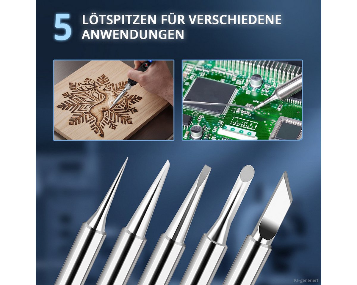 STAHLWERK Lötlampe Digitales Lötkolben Set 80 W mit LCD Display 180-500 °C Lötstation Bild 4