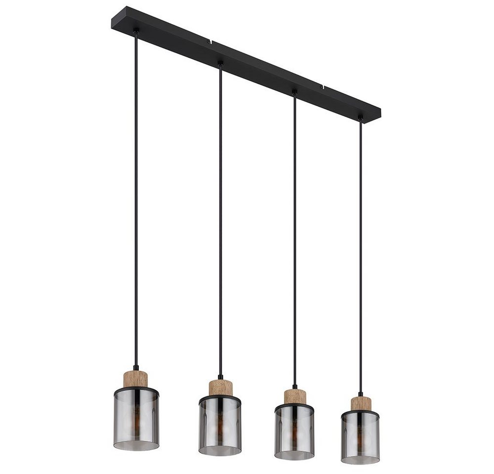 GLOBO LIGHTING Pendelleuchte, Leuchtmittel nicht inklusive, Hängelampe Esstischleuchte Pendellampe Rauchglas 4-flammig H 120 cm