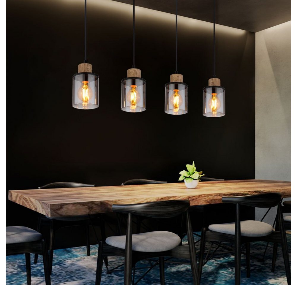 GLOBO LIGHTING Pendelleuchte, Leuchtmittel nicht inklusive, Hängelampe Esstischleuchte Pendellampe Rauchglas 4-flammig H 120 cm Bild 5