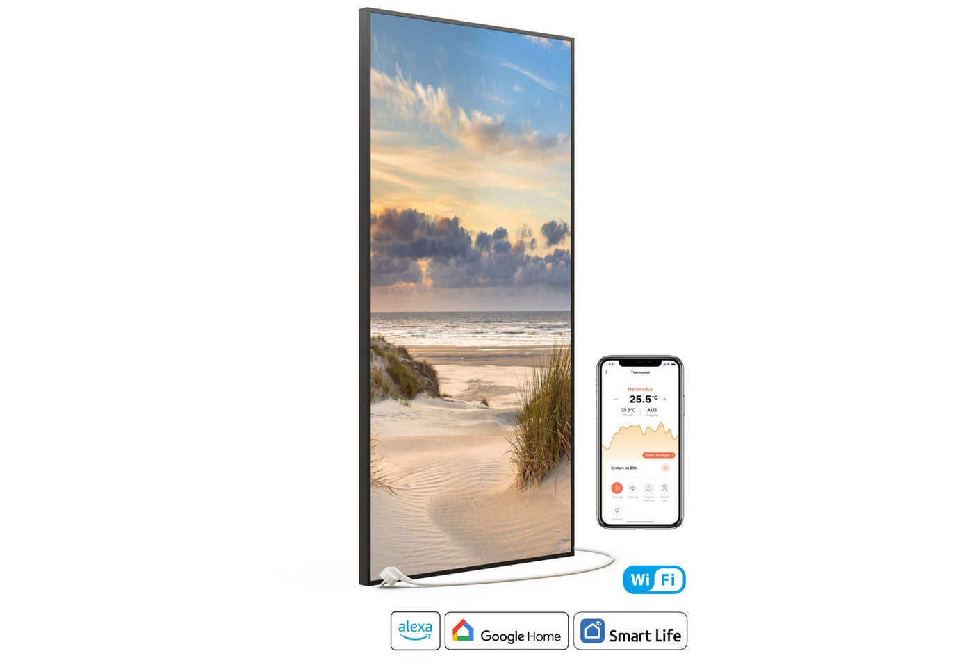 STEINFELD Heizsysteme Infrarotheizung Bild 750W, 120x60cm, Made in Germany, 7 Jahre Garantie, mit Thermostat, Schwarz Bild 5