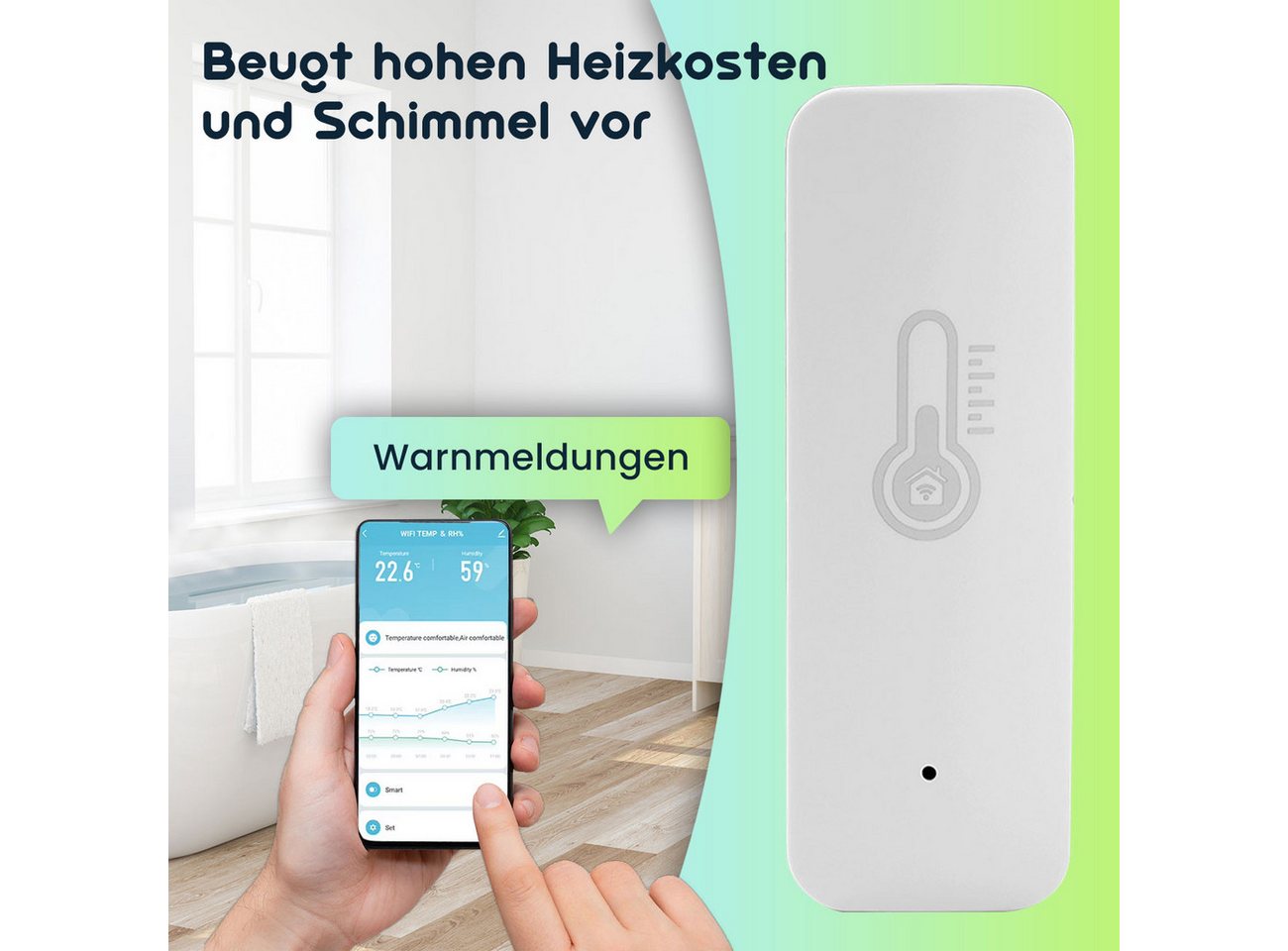 Casativo Hygrometer Thermometer und Hygrometer, Temperatur- & Luftfeuchtigkeits Sensor, (2-St), mit Tuya oder SmartLife App Bild 2