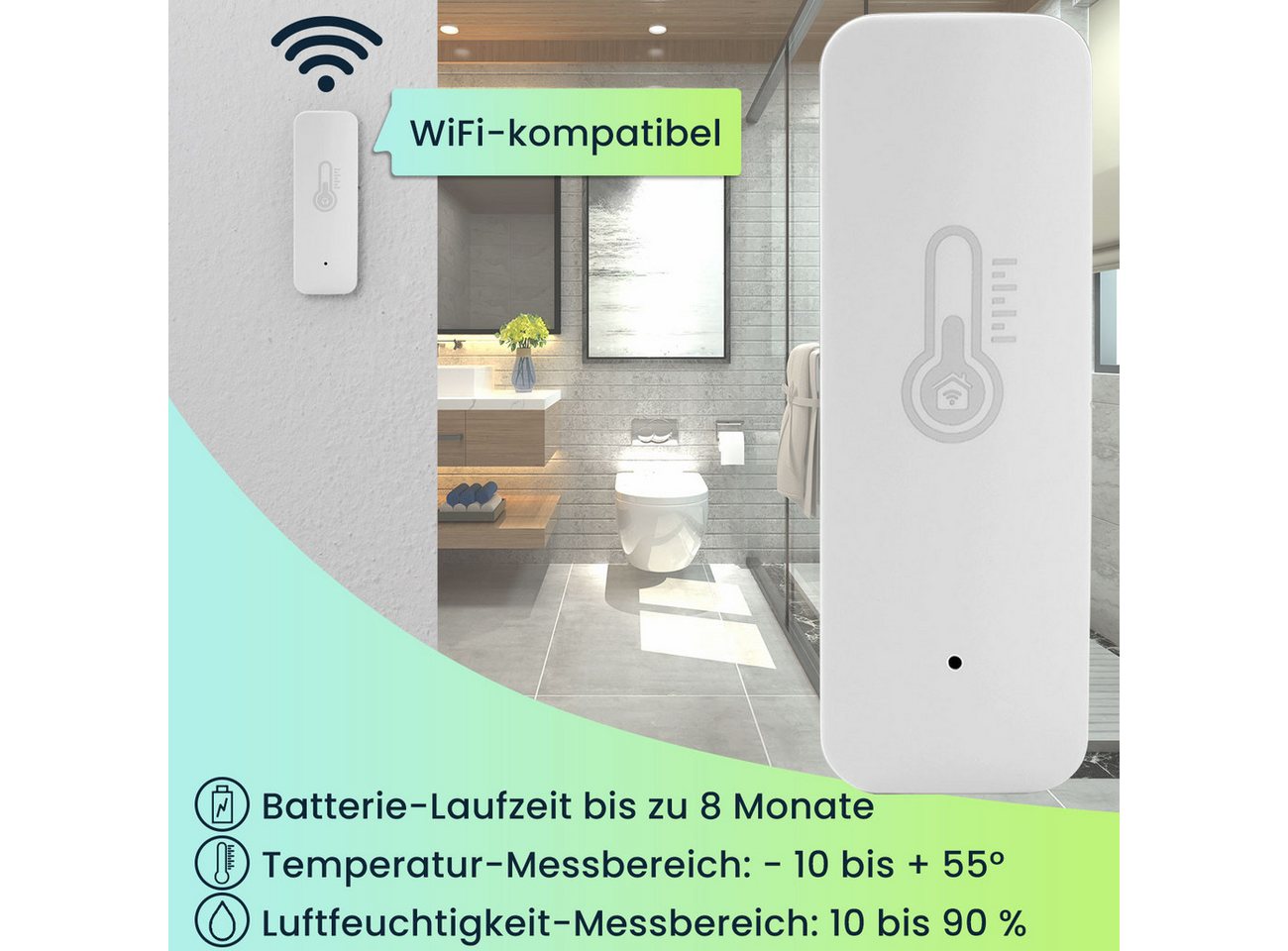 Casativo Hygrometer Thermometer und Hygrometer, Temperatur- & Luftfeuchtigkeits Sensor, (2-St), mit Tuya oder SmartLife App Bild 5