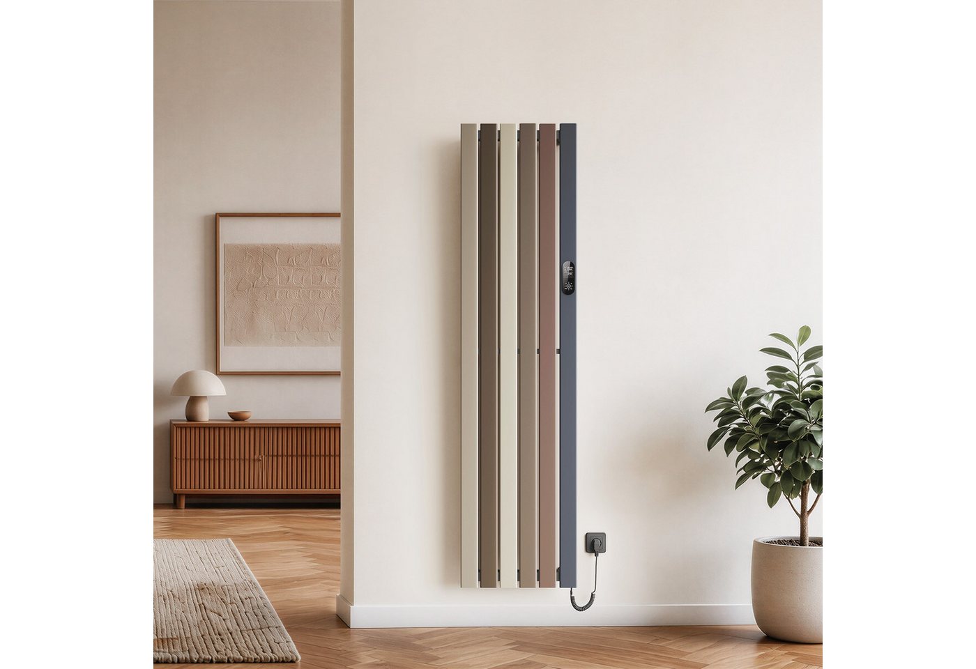 EMKE Elektrischer Badheizkörper Elektroheizkörper mit Thermostat, Smart Home, elektrische Heizung, Elektrischer Heizkörper zur Wandmontage, 7–30 °C, programmierbar