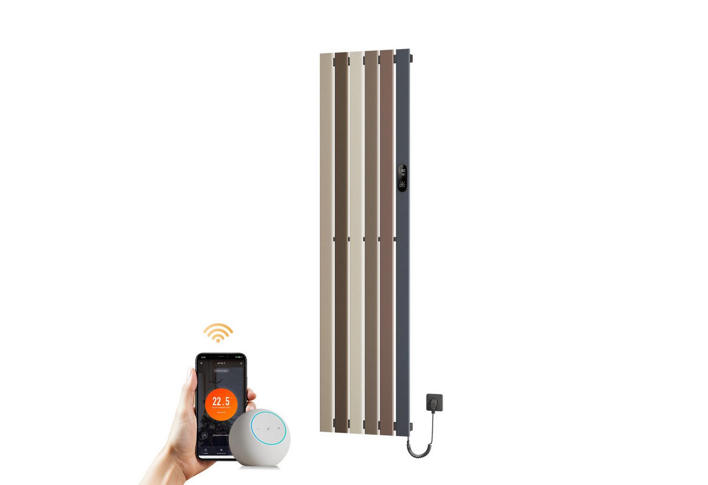 EMKE Elektrischer Badheizkörper Elektroheizkörper mit Thermostat, Smart Home, elektrische Heizung, Elektrischer Heizkörper zur Wandmontage, 7–30 °C, programmierbar Bild 3