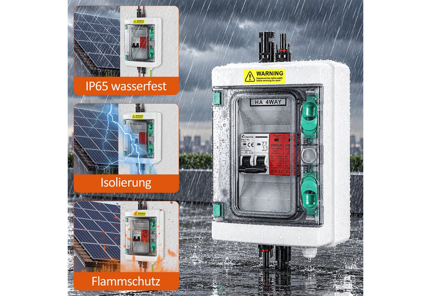 Clanmacy Verteilerbox Solar Anschlusskasten Überspannungsschutz PV DC 1-Strings Photovoltaik