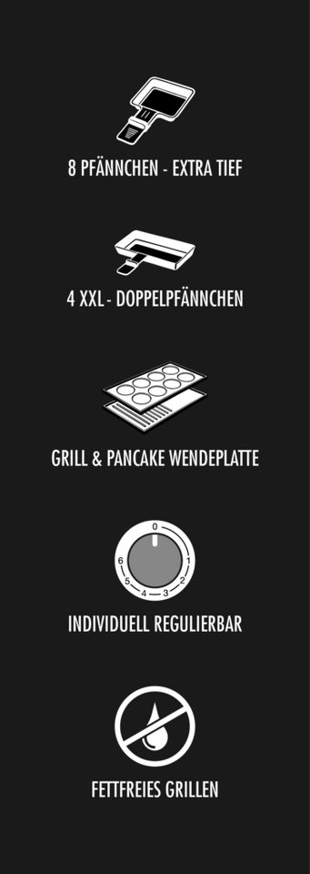 Gastroback Raclette Raclette Grill & Pancake Station, 12 Raclettepfännchen