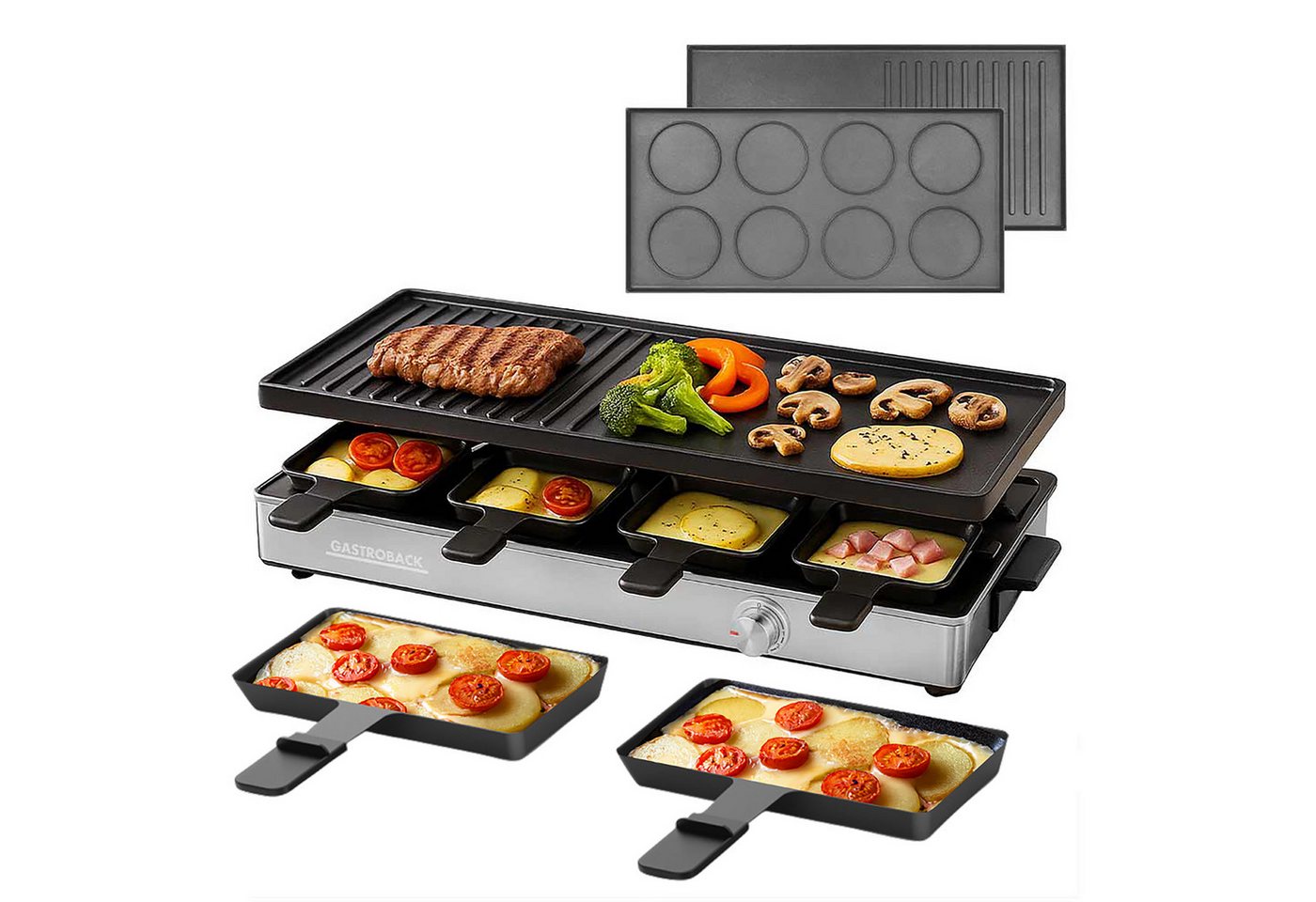 Gastroback Raclette Raclette Grill & Pancake Station, 12 Raclettepfännchen Bild 2