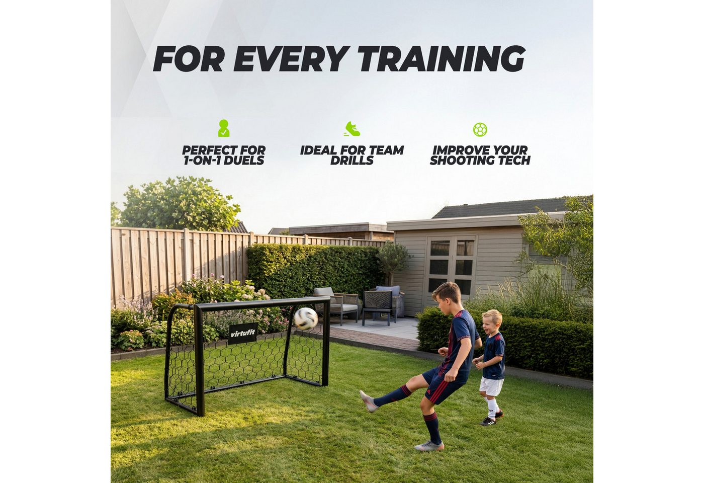 VirtuFit Fußballtor Premium - Heavy Duty - Stahlrahmen - 120 x 80 x 60 Bild 2