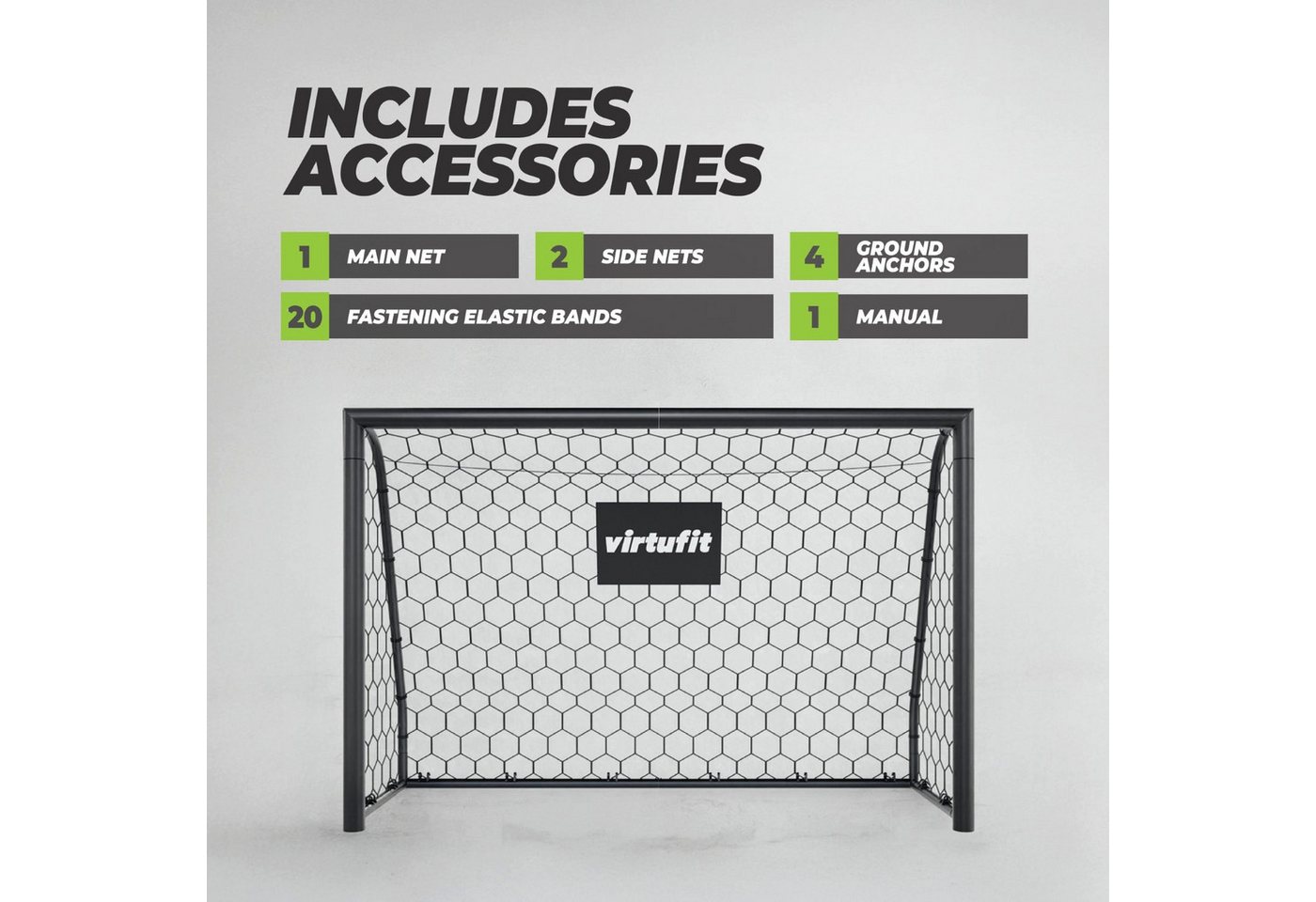 VirtuFit Fußballtor Premium - Heavy Duty - Stahlrahmen - 120 x 80 x 60 Bild 5