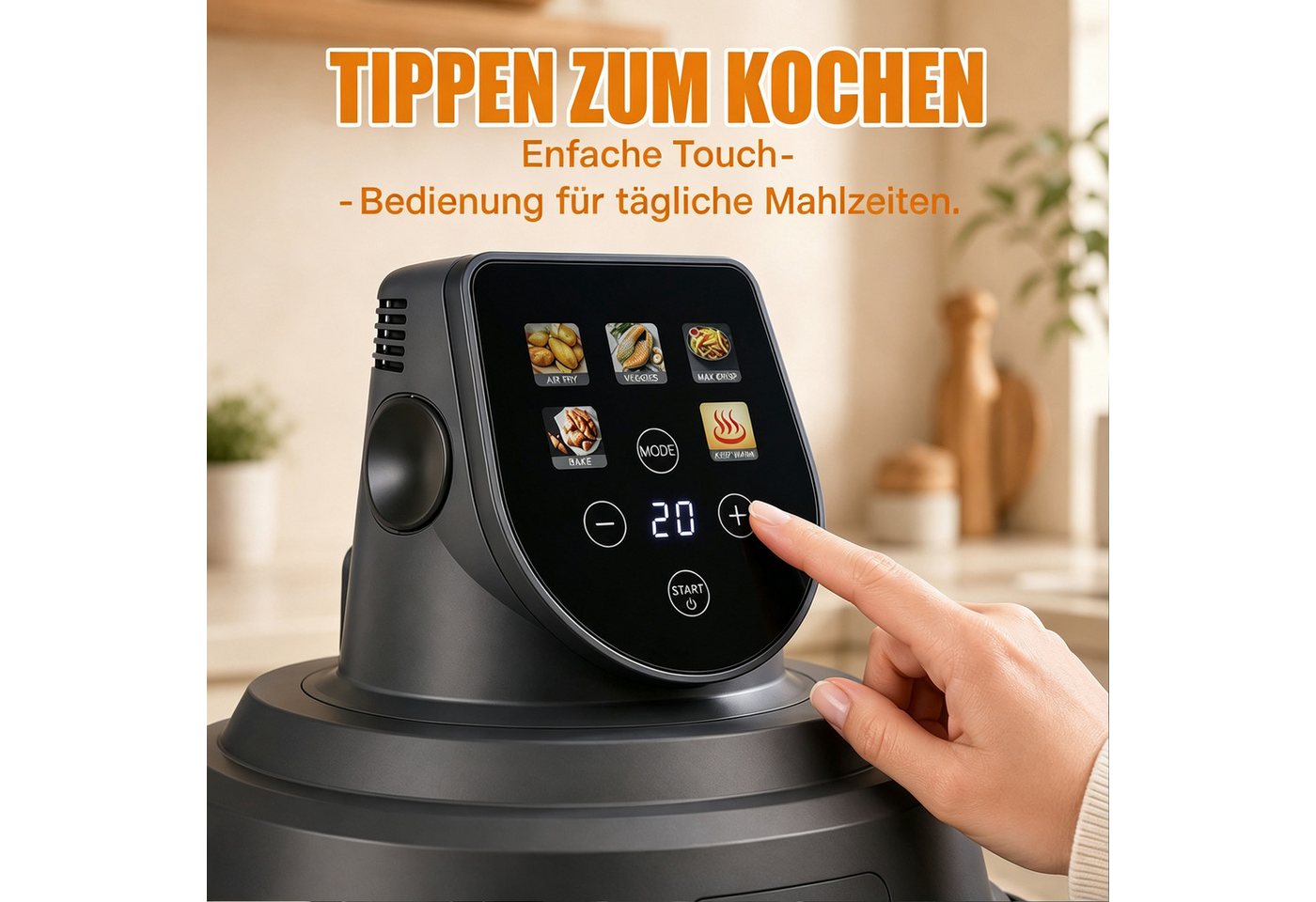 Rutaqian Heißluftfritteuse, 1500 W, 4-Quart- und 1,5-Quart-Glasbehälter für flexible Portionen