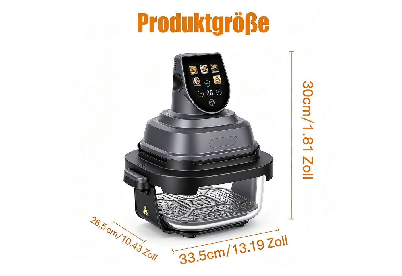 Rutaqian Heißluftfritteuse, 1500 W, 4-Quart- und 1,5-Quart-Glasbehälter für flexible Portionen Bild 4