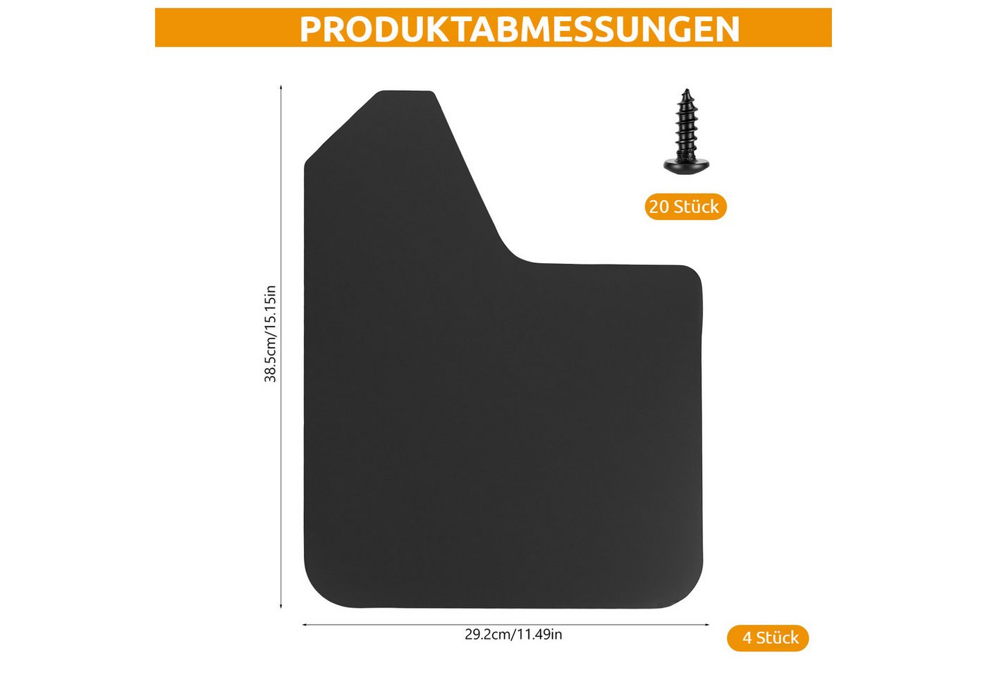BlingBin Kfz-Schmutzfänger 4er Set Universal Schmutzfänger mit Schrauben, 4er Set, 4-tlg., 38 × 29 cm, Spritzschutz für Auto, Pickup, SUV, Van und LKW